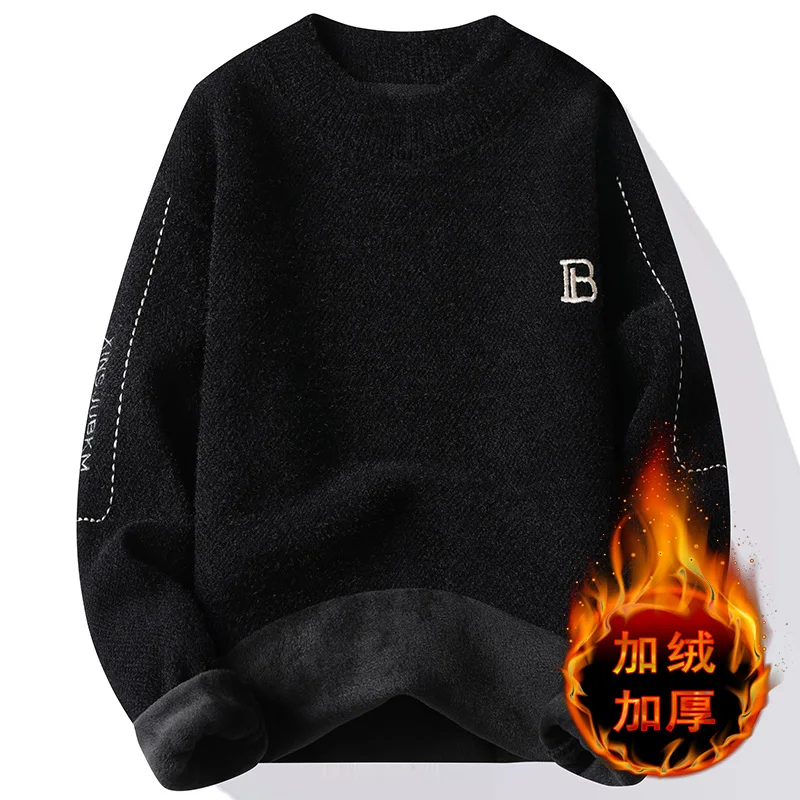 

2023 Winter korea style color fashion men thicken Sweater Men's wool fashion Warm Sweaters Men wool pullovers male sizeM-4XL