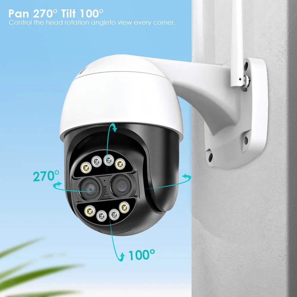 Hot 8MP 4K 8x Hybrid Zoom 2.8+12mm Dual Lens PTZ IP Camera WiFi Human Detection 4MP Audio Security Video Surveillance Camera