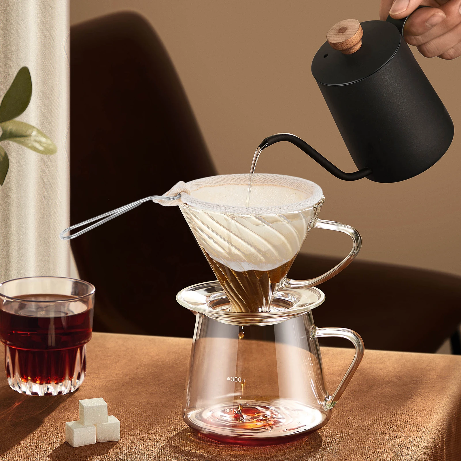 

4 Pcs Hand-made Coffee Filter Bag Milk Tea Cotton Pouch Reusable Dispenser Holder Outdoor Strainer