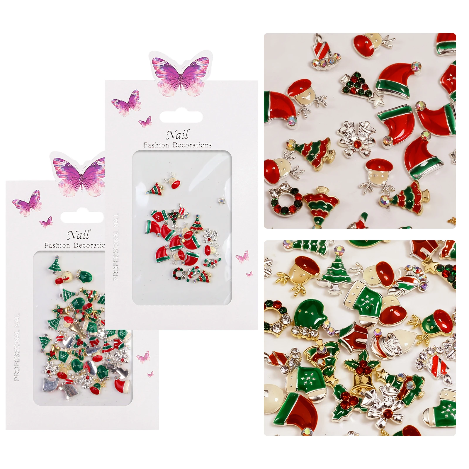 20/50 stücke Nail art Strass Metall Weihnachten Flache Nail art Ornamente Santa Claus Schneeflocken Weihnachten DIY Nail art Zubehör