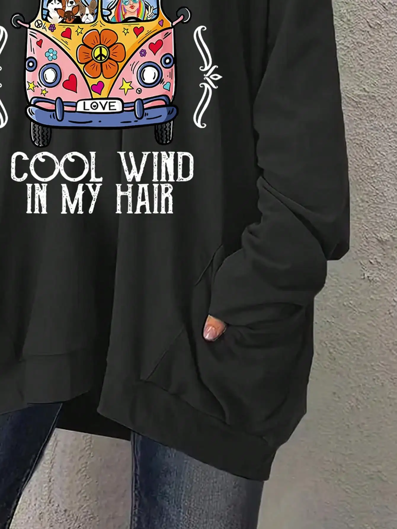 2026 Damen Neues T-Shirt mit Buchstaben- und Tierdruck, Übergröße, Lässig, Langarm, Rundhals, Leicht Elastisch, Pullover – Detail 10