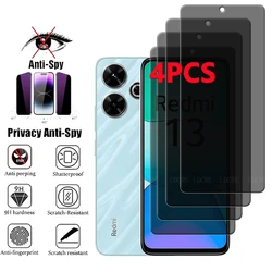 4Pcs For Xiaomi Redmi 13 Glass For Redmi 13 Screen Protector 9H Protective Anti-Spy Privacy Tempered Glass Redmi 13 Redmi13 4G
