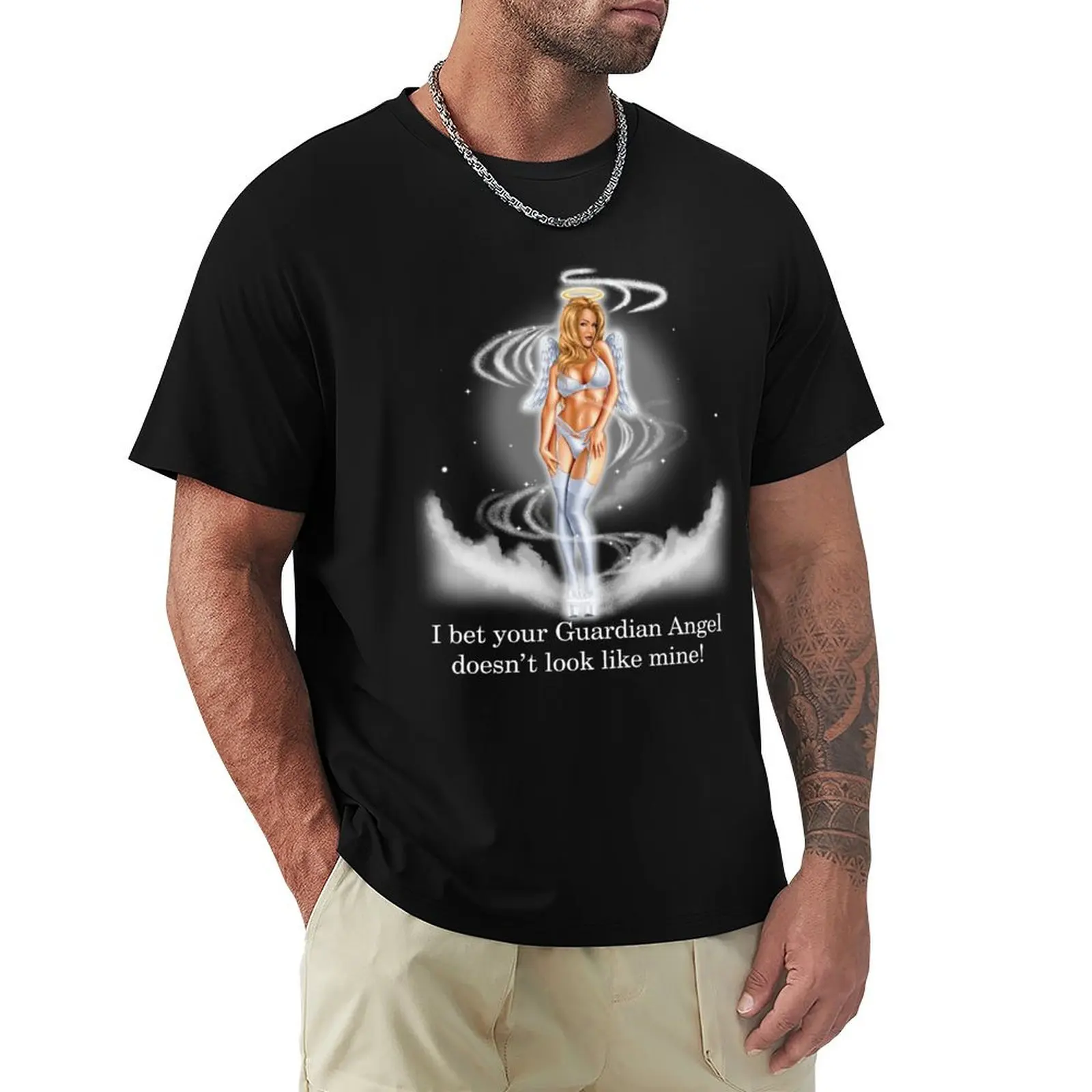 I Bet Your Guardian Angel T-Shirt Fashion Casual Short Sleeve T-Shirt