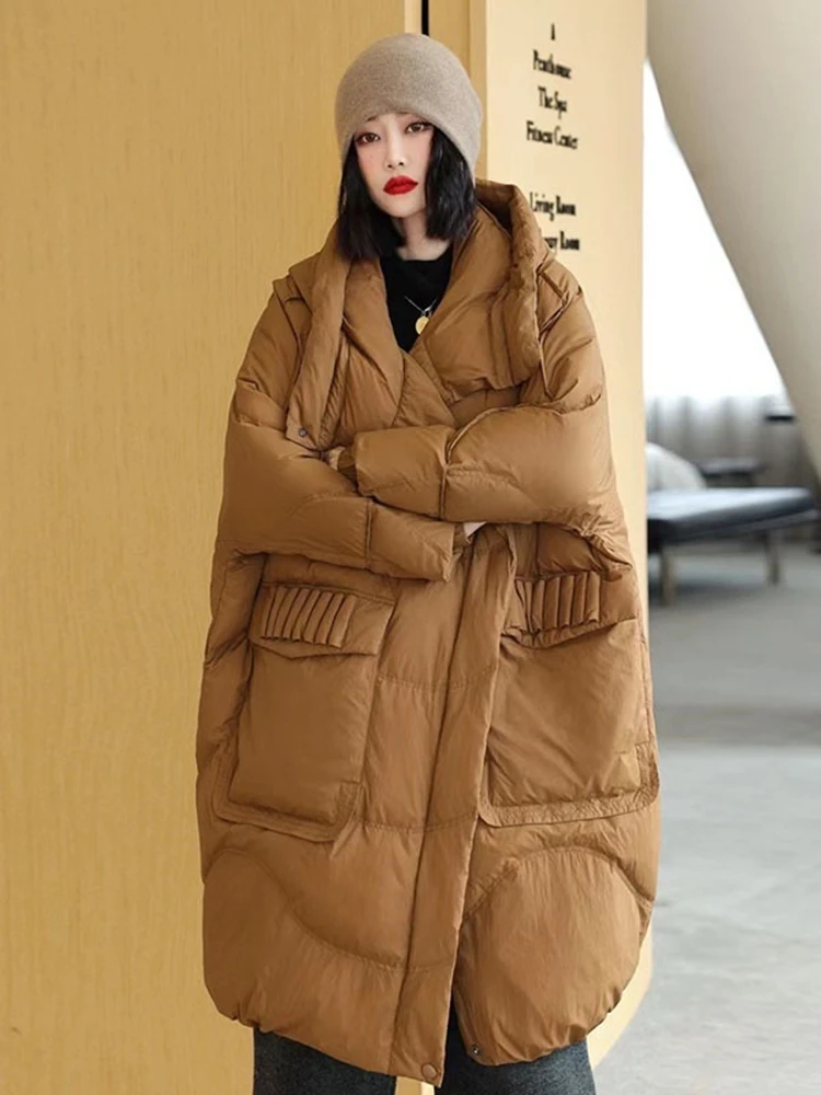 Winter Jackets Woman 2024 Hooded Oversize Wide Version Down Jackets Thick Warm Puffer Coat Female Loose Casual Woman Long Coat