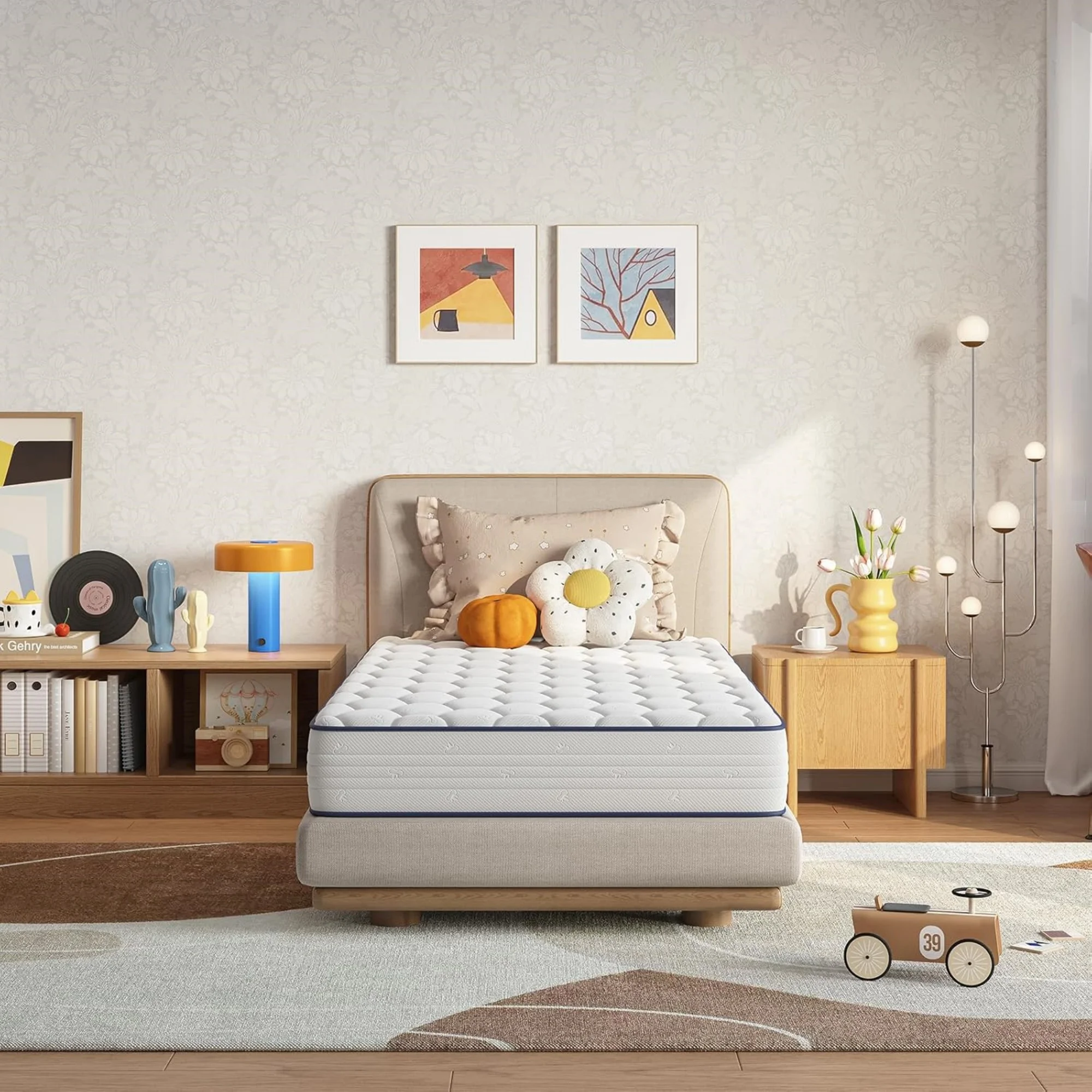 6 Inch Twin Mattress,Bonnell Spring Hybrid Mattresses for Spine Support & Cooling Comfort - Twin Bed Mattress,Adaptive Foam Layer with Medium Firm- CertiPUR-US Certified for Youth/Guest Rooms