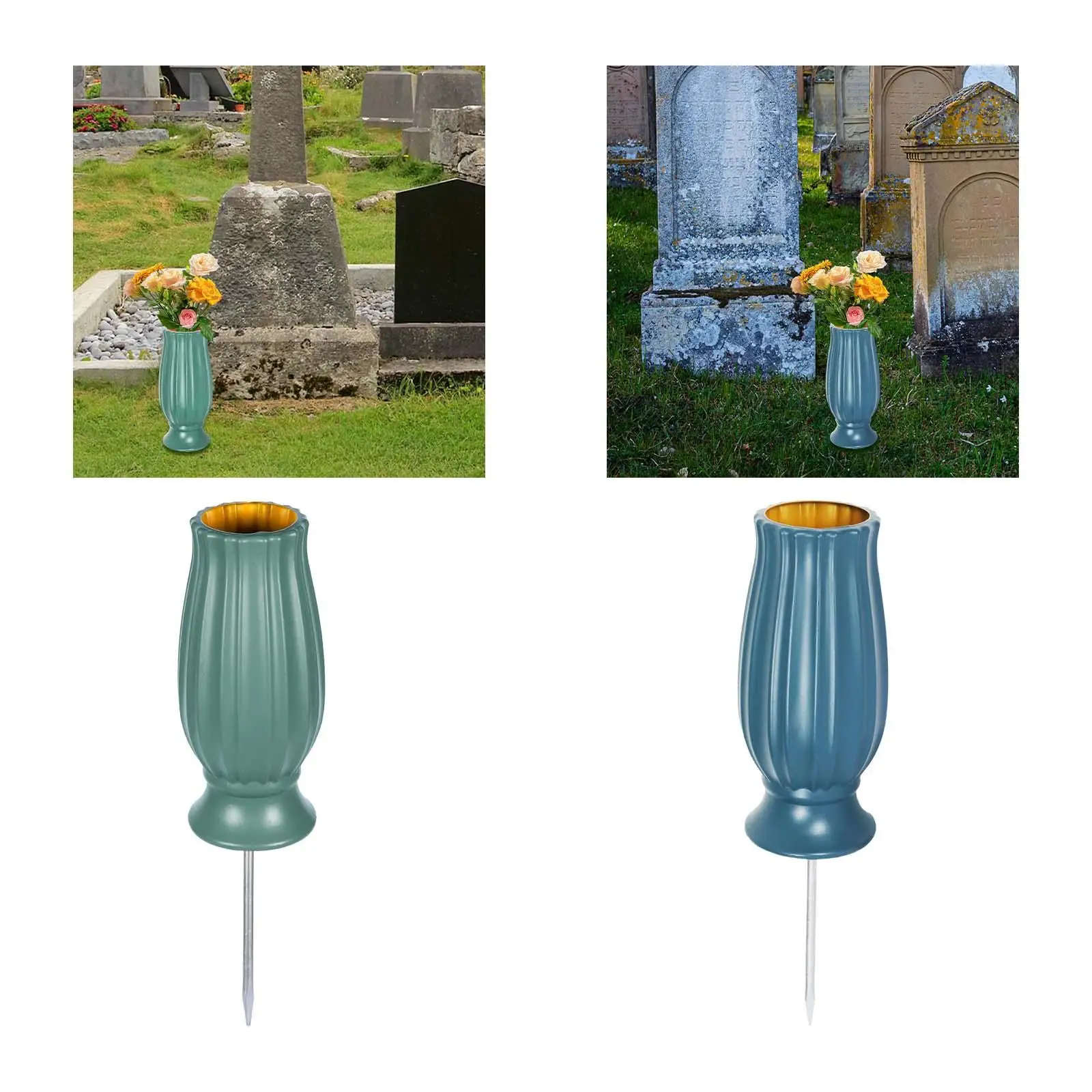 Cemetery Vase Draining Holes Detachable Spike Stake Floral Holder Outdoor in Ground Vase Memorial Vase for Cemetery Grave Site