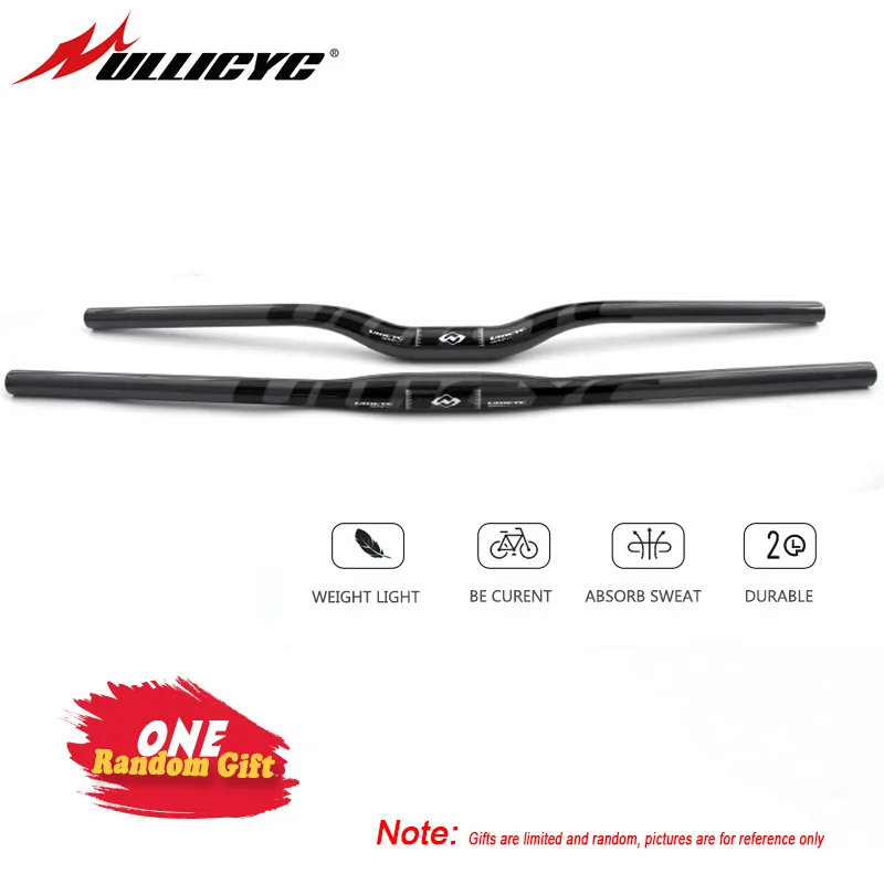 

Ullicyc Carbon Handlebar For Mountain/City/Fold Bike Black Logo Flat/Rise MTB Steering Wheel 31.8 Length 640-740mm Bicycle Parts