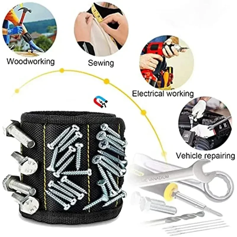 Promotion: Adjustable Magnetic Wrist Strap Heavy-Duty Magnet Holder for Screws Nails Small Metal Tools