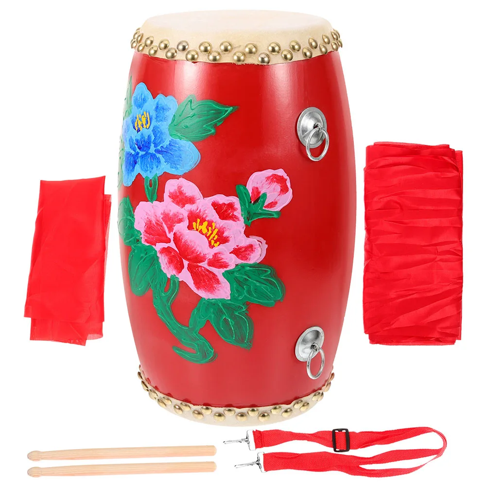 

Drum Sticks Solid Wood Waist with Neck Strap Hand Held Drums Percussion Musical Instrument Red Student