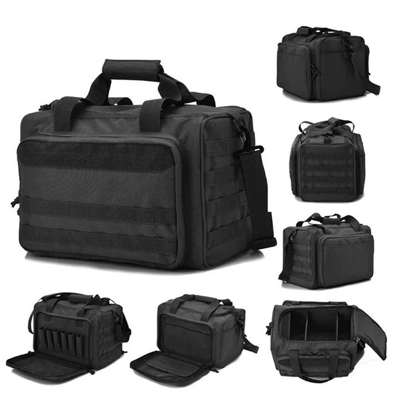 Tactical Gun Bag Shooting Hunting Pistol Range Duffle Bags Handguns Ammo Carry Bag Handbag for Hunting Range Outdoor Activities