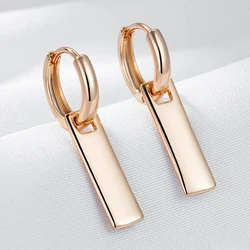 Wbmqda Simple ELegant Metal Glossy Drop Earrings For Women 585 Rose Gold Color Jewelry Party Daily Fine Accessories
