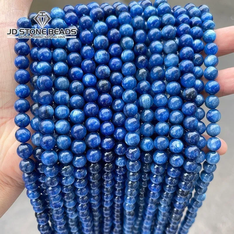 Wholesale 6 8 10mm Blue Kyanite Beads Round Loose Spacer Pick Size For Jewelry Making Diy Necklace Bracelet Accessory 15\