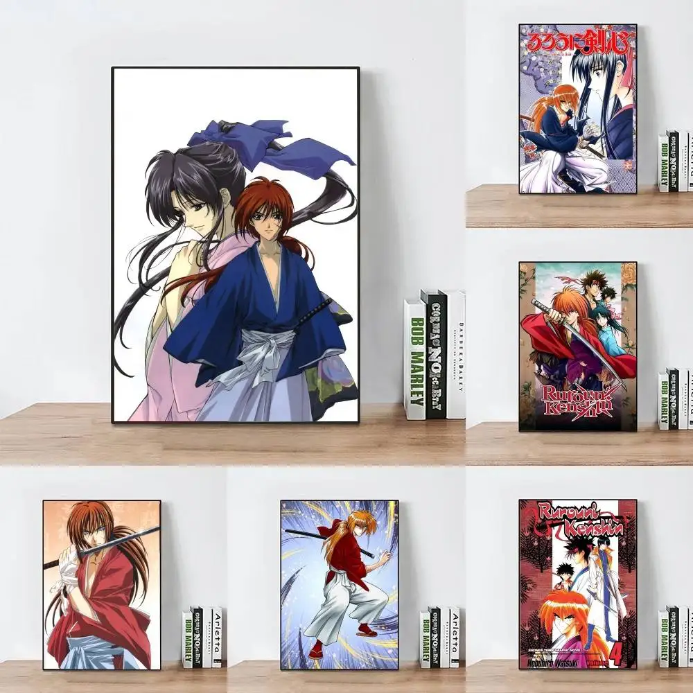 Japanese Manga R-Rurouni Kenshin Posters Living Room Bar Cafe Quality Canvas Vintage Style Comics Painting Art Home Wall Decor