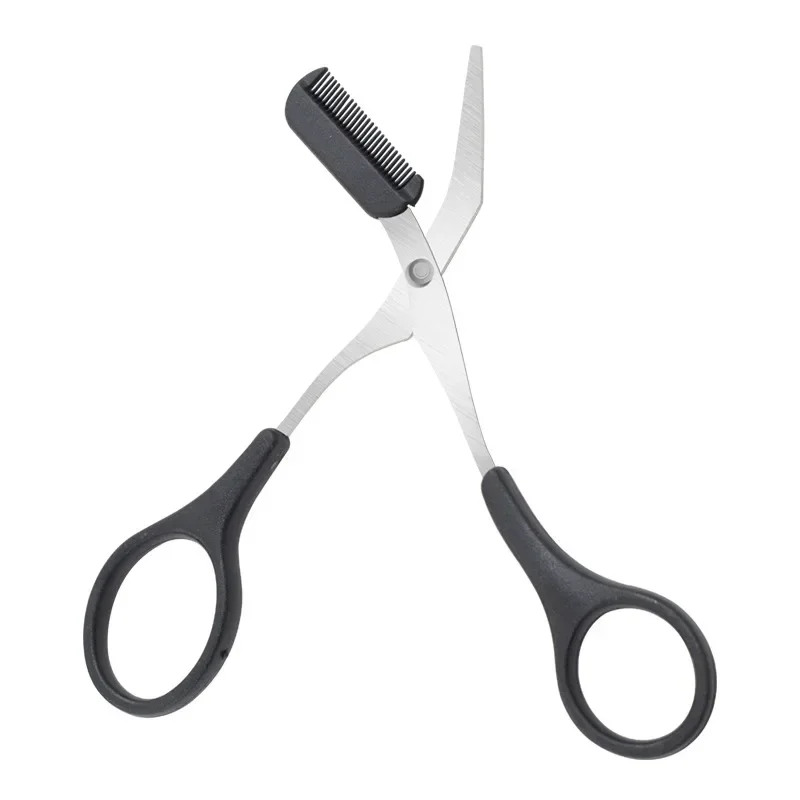 Karsyngirl 1 pçs seguro sobrancelha trimmer tesoura de sobrancelha de aço inoxidável com pente depilação barbeador sobrancelhas moldar ferramenta de maquiagem