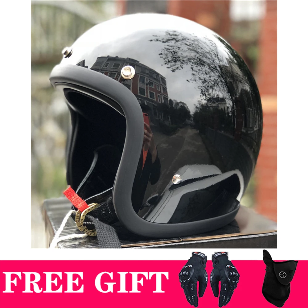 

High Quality Japan Korea Style Fiberglass Open Face Motorcycle Helmet Cafe Racer Retro Electric Scooter Motorbike Jet Casque DOT