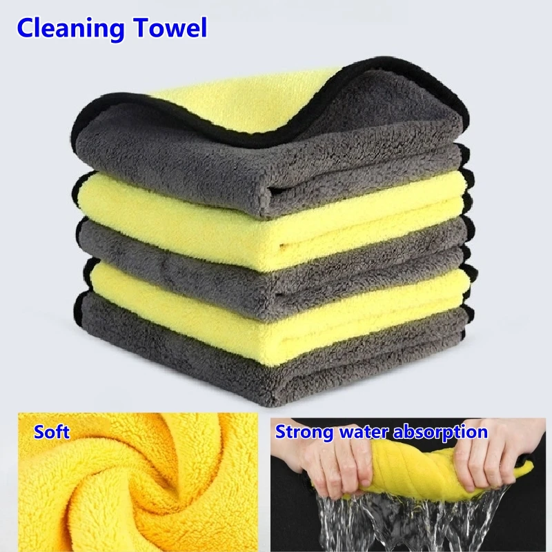 

Double Side Car Cleaning Towel Motorcycle Wash Cloth Super Absorbent Hemming Drying Rags Cleaning Tool for Home Living Pet Care