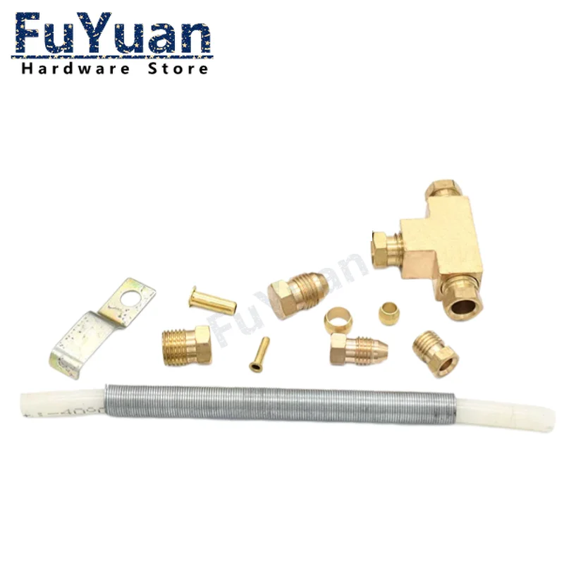 Nylon tube 4MM 6MM 8MM Oil Separator Plug Fittings Thread M8X1 M10X1 Brass Nut,Ring, Oil Core, lube oil is blocked Spring Tube