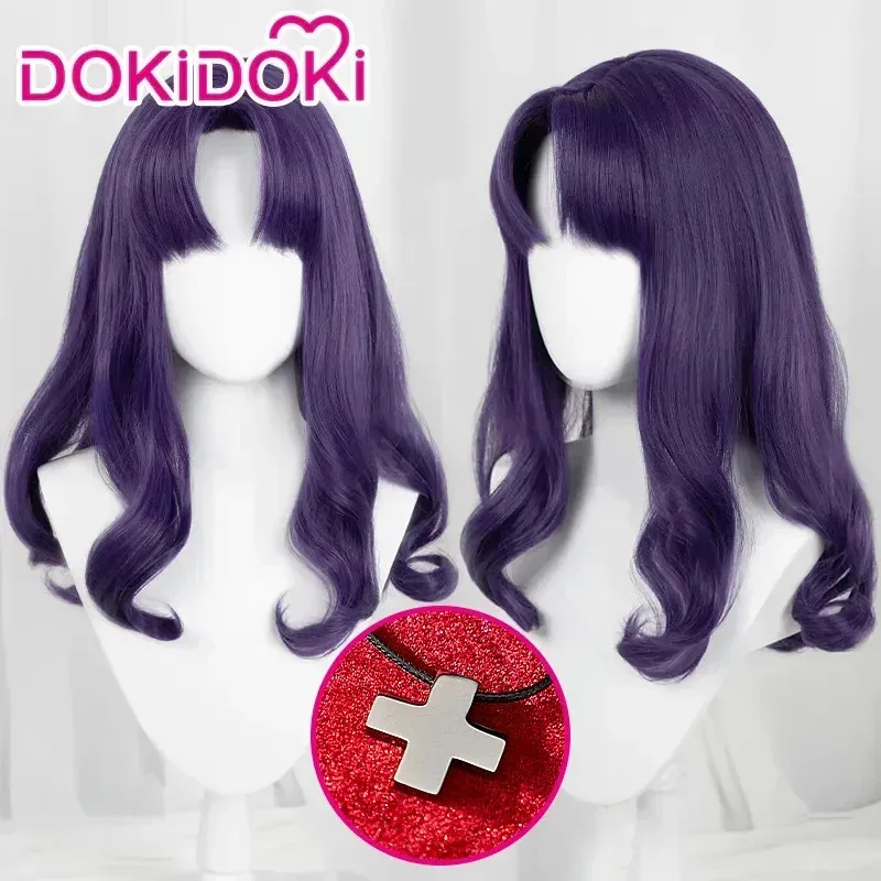 متوفر في المخزون Asukaa Katsuragi Misato شعر مستعار دانتيل أمامي أنيمي إيفا تأثيري DokiDoki المرأة الشعر الطويل Katsuragi ذيل حصان قلادة قبعة