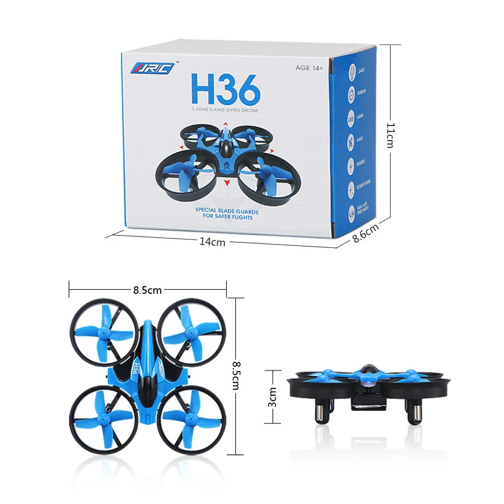 2.4G 6-axis remote-controlled mini drone JJRC H36 quadcopter 4CH one click return 360 ° pattern rolling headless mode toy drone