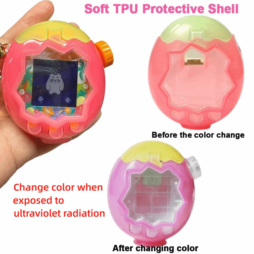 Soft TPU Protective Cover Color Changing Effect Full Coverage Protective Shell with Soft Panel Cover for Tamagotchi Paradise