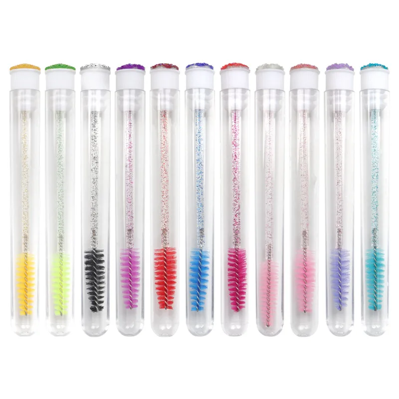 10 unids/set cepillo de pestañas microcepillo varitas de rímel cepillo de pestañas de cejas maquillaje profesional microcepillos de pestañas de diamante de cristal