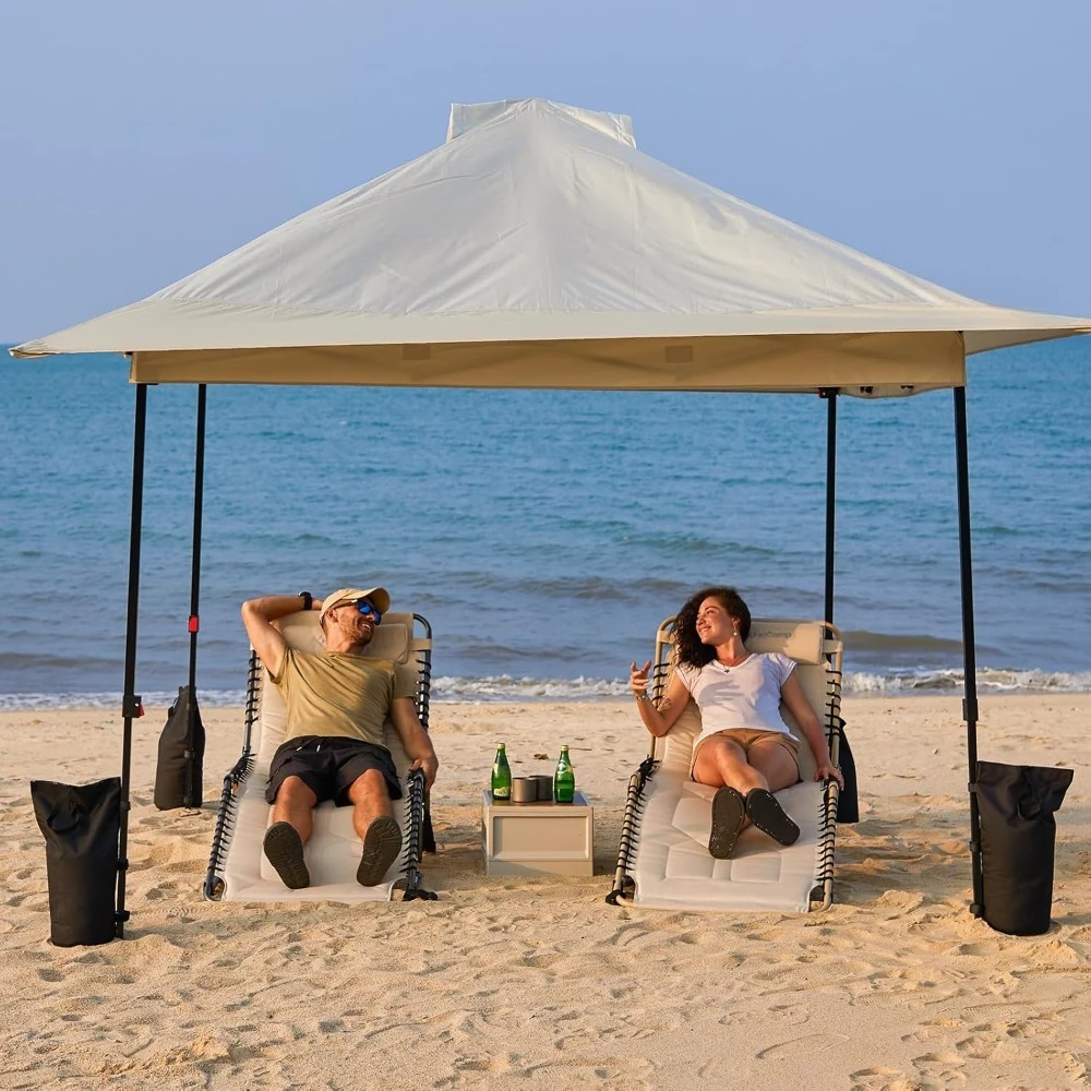 10x10 Pop Up Canopy Tent, Outdoor Sunshade Canopy with Quick Open Frame, Beach Canopy Tent