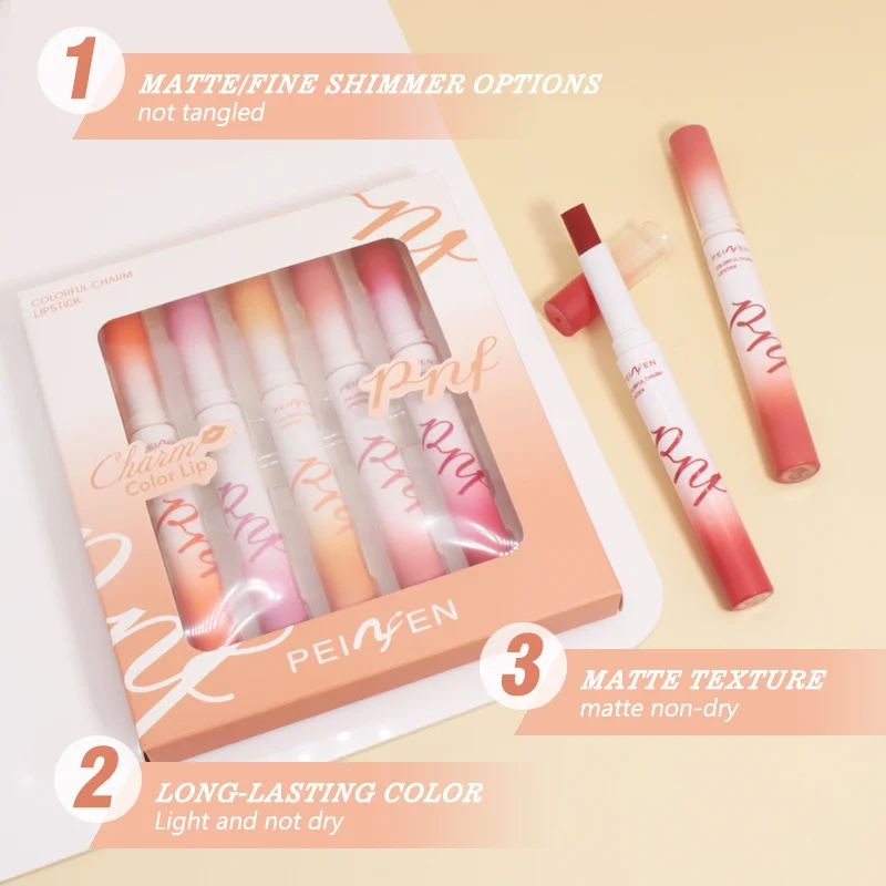 Set di rossetti opachi a lunga durata 5 colori Lip Gloss Pastello Rossetto Rubino Rosso Nudo Marrone profondo Prugna Impermeabile 24 ore Trucco labbra Regalo