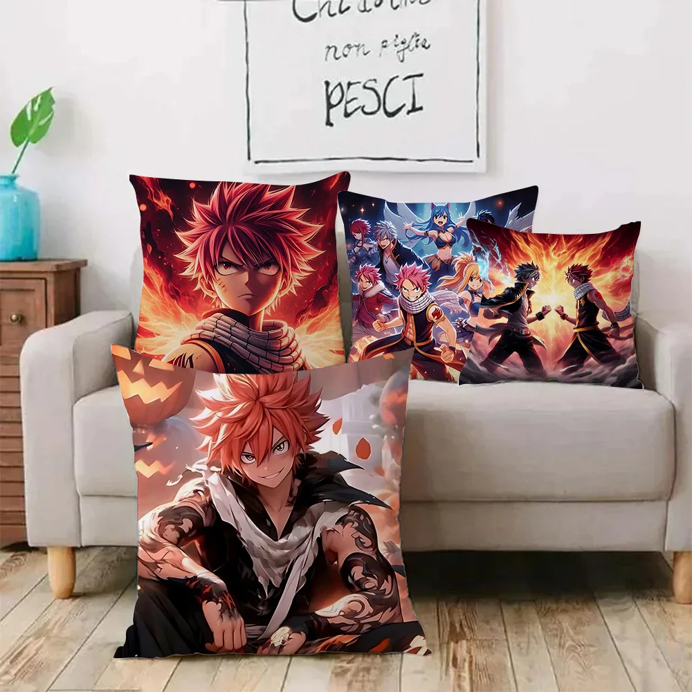 

Anime FAIRY TAIL Pillow Covers Cartoon Sofa Decorative Home Double-sided Printing Short Plush Cute Cushion Cover