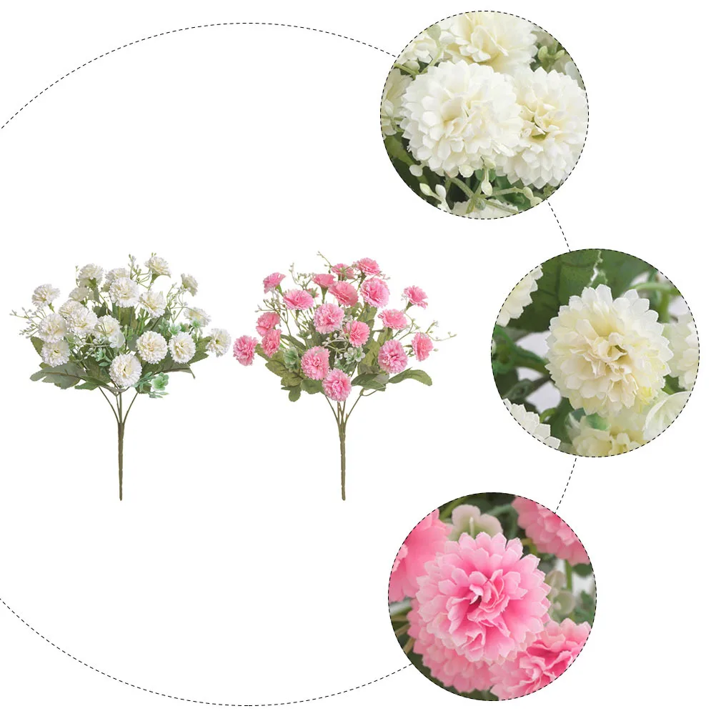 

2Pcs Simulation Carnation Artificial Flower Branches Wedding Decoration Bouquet Realistic Fake Flower Decorative Indoor Garden