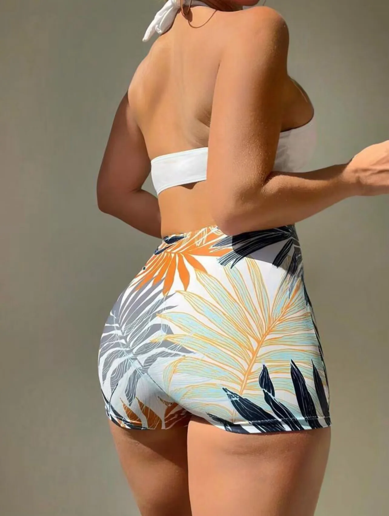 Swimsuits 2025 Woman Trend Summer V Neck Backless Solid Halter Bikinis Sexy Beachwear Two Piece Suit Swimwear Women Clothes Ropa