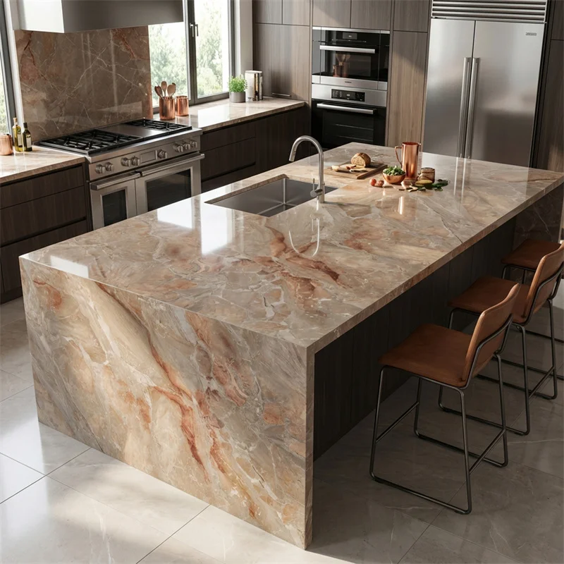 Natural Stone Breccia Pernice Marble Counter Top Polished Tables Marble for Kitchen Countertops