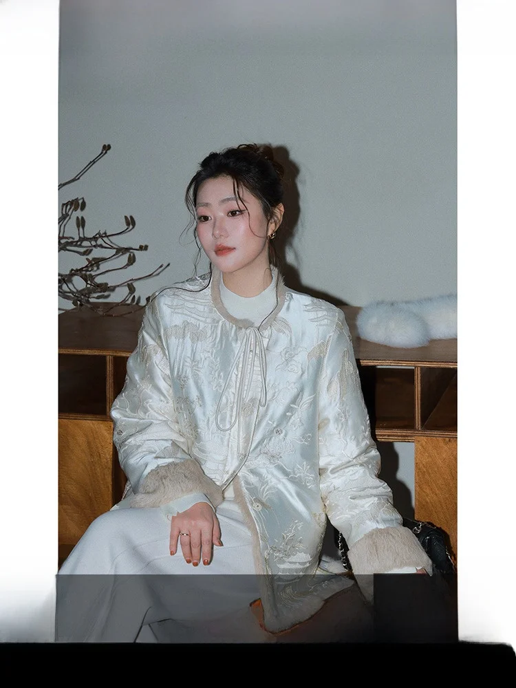 

Ele plus Size Du down Jaet Real Rabbit Fur Bla Label Heavyweight Faionable High-End Feel Top Women's Outerwear