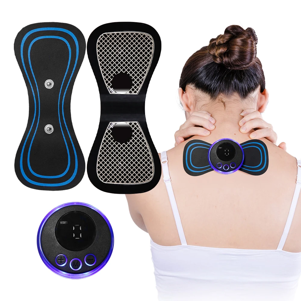 

19 Intensity Neck Electric Massager Patch Pulse Muscle Stimulator Gel Pad Relieve Fatigue Cervical Massage Sticker 8 Modes
