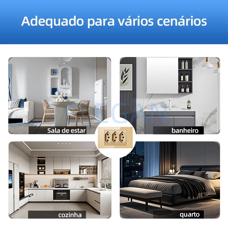 Picture 7: ELEGAN Tempered Glass Full-paddle Brazil USB Type C Fast Charging 20W Wall Socket Switch Integrated Module 10A 20A