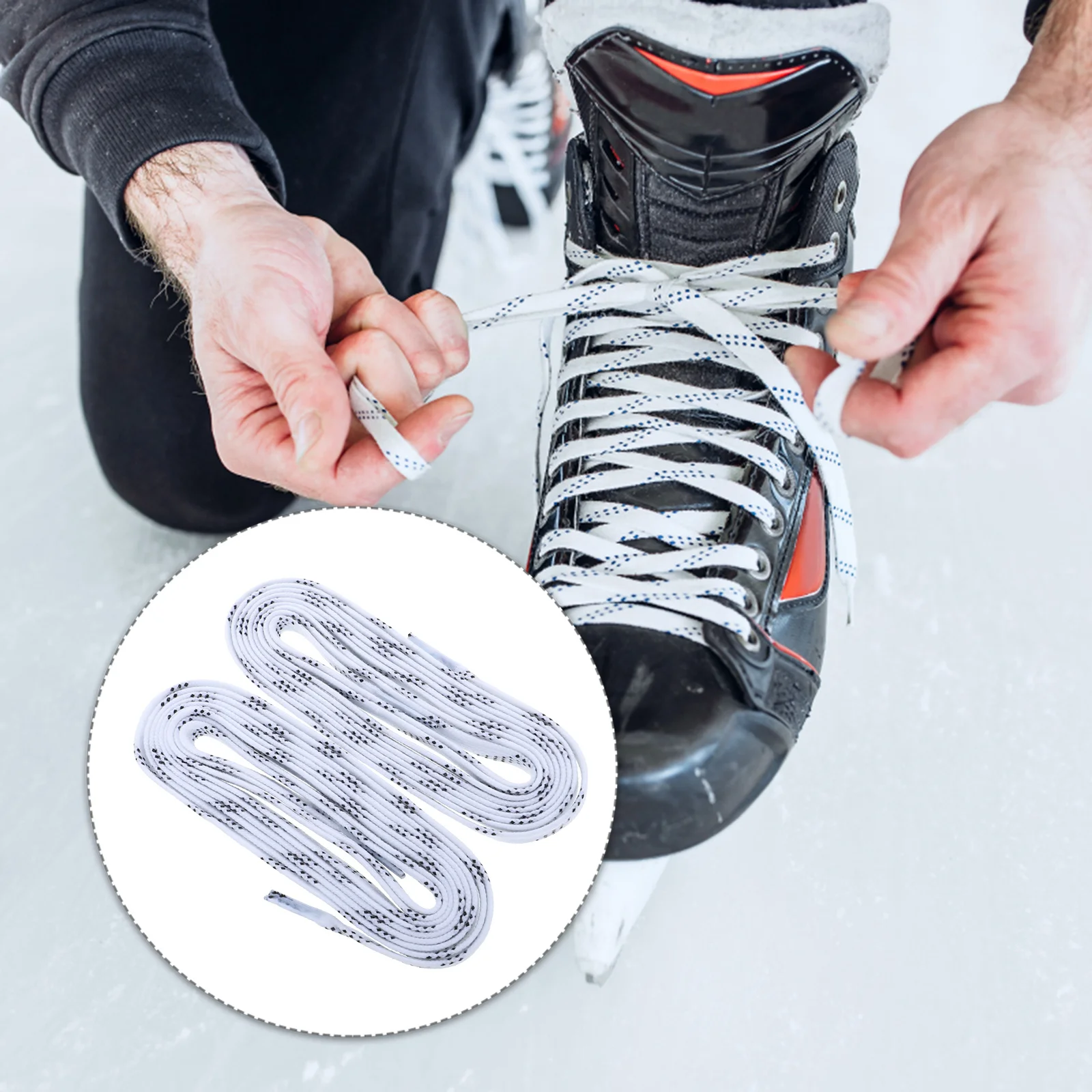 

1 Pair Anti-Freezing Shoe Laces For Ice Hockey Skates Waxed 96 Inch White Durable All-Match Shoelaces Sports Skiing Team Sports