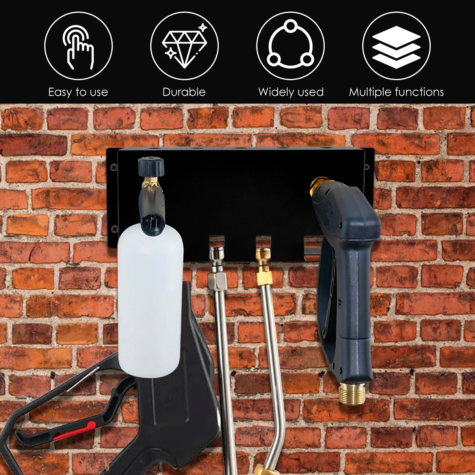 Imagem -02 - Wall-mounted Pressure Washer Gun Holder Power Washer Snow Foam Cannon Lance Quick Connect Organizador Car Wash Acessórios