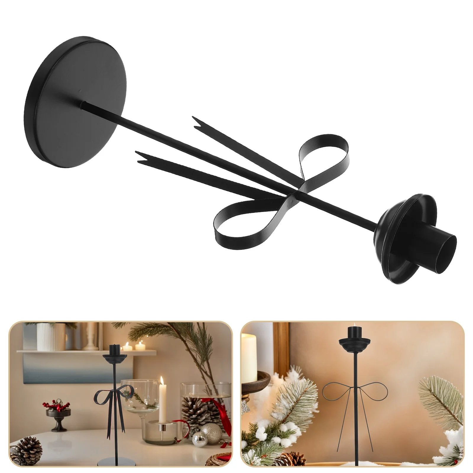 

Black Rustic Iron Bow Taper Holders for Dining Table Wedding Party Centerpieces Candlestick Decor Iron Candlesticks