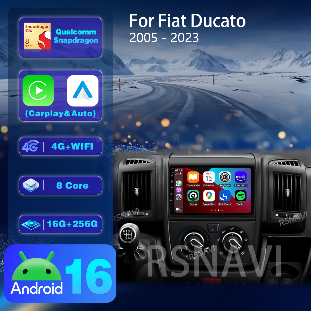 Android 16 For Fiat Ducato 2005 - 2023 Carplay AUTO Car Radio Multimedia Peugeot Boxer Citroen Jumper 2 2006 - 2022 Wireless