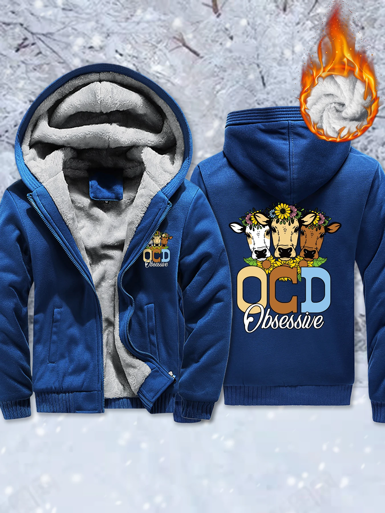 

Утепленные куртки с узором подсолнечника и коровы, мужские пальто большого размера в стиле хип-хоп, зимняя флисовая одежда, повседневные мужские толстовки на молнии