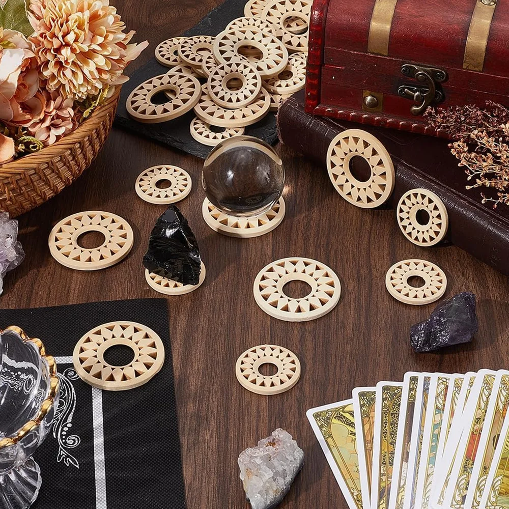 Wooden Crystal Ball Base Sunflower Shaped Mineral Gemstone Sphere Display Stand Desktop Ornaments Home Decoration