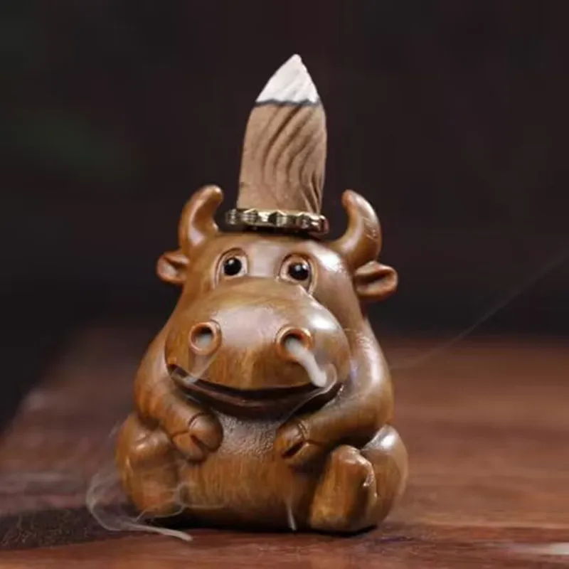 

Bronze Bull Sculpture Incense Cone Backflow Incense Stove Tower Incense Burner Smoke Backflow Cone Aroma Lavender Aromatherapy