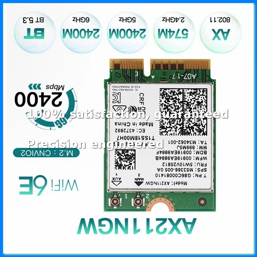 AX211NGW WiFi 6E Tri Band 2.4G/5G/6Ghz Wireless Network Wifi Card Bluetooth 5.3 AX211 M.2 CNVio Wifi Wireless Card-DTA9