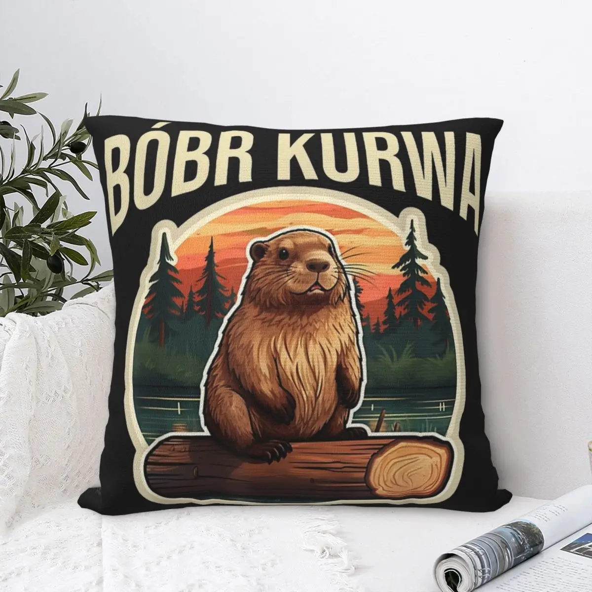 Bobr Kurwa Bober Beaver Bobr Printing Pillowcase Cushion Cover Throw Pillow Cover New Style Bedroom Decorations Zipper