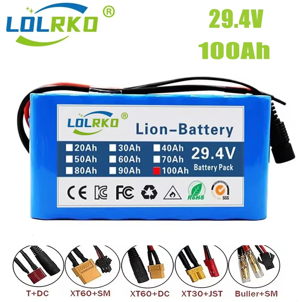 

24V 100Ah 7s3p 18650 Battery Lithium Battery 24v 100000mAh Electric Bicycle Moped Electric Lithium Ion Battery Pack + 2A Charger