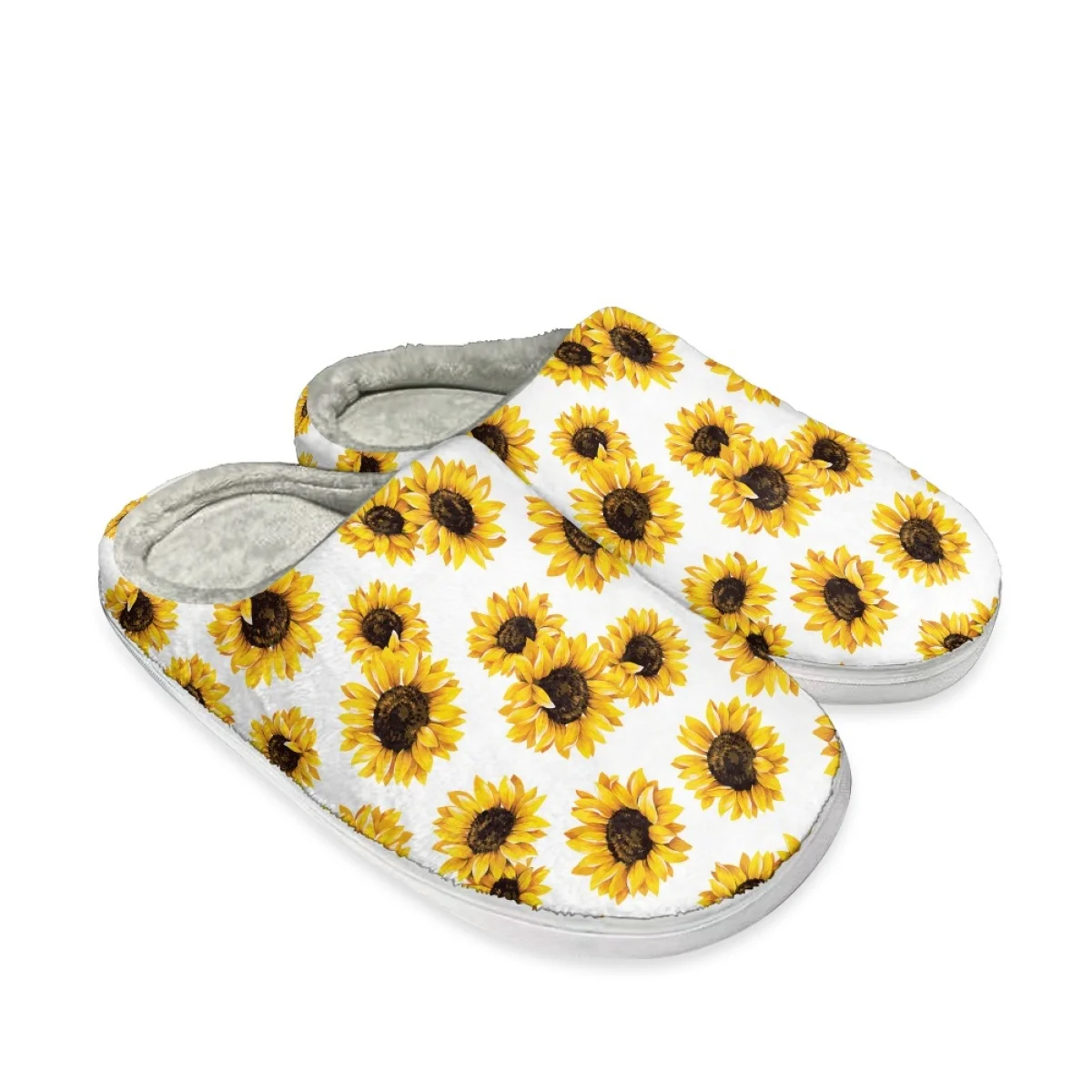 Beliodome Sunflower Flower Design House Cotton Custom Slipper Women Indoor Slip On Shoes Lightweight Bedroom Warm Rubber Sole