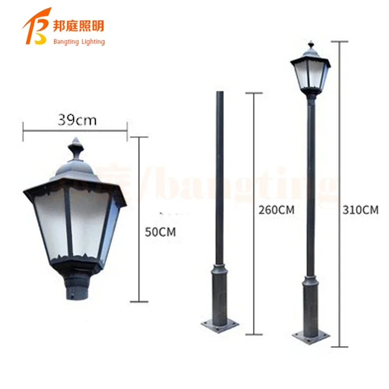 Solar Post Lamp Retro Style European Classic Top Post Lantern for Fence Door LED Solar Pillar Light with PIR Sensor