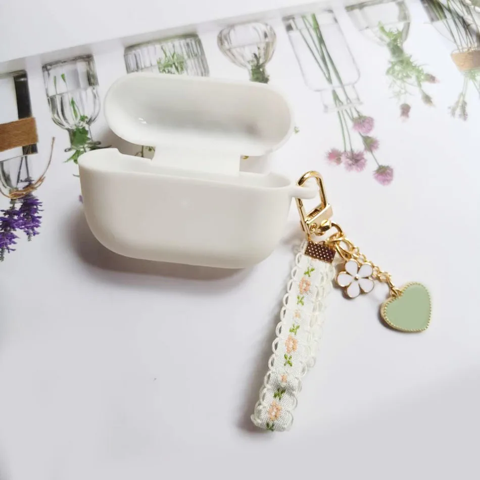 غطاء من السيليكون ل جبرا النخبة 3 حافظة أزياء من الدانتل زهرة الحب القلب حجر المفاتيح حقيبة سماعة الاذن ل JabraElite3 غطاء fundas