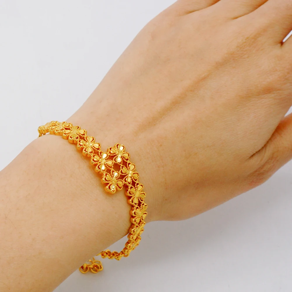 Luxus klassische Kupfer Gold Farbe Armband Dubai Saudi trend ige Armreif für Braut Armband arabischen Schmuck – Detail 14