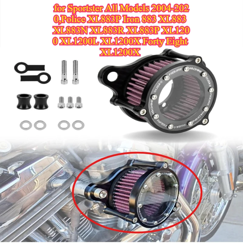 

Air Filter Cleaner Intake for Sportster All Models 2004-2020 Police XL883P Iron 883 XL883 XL1200L XL1200X Forty Eight XL1200X