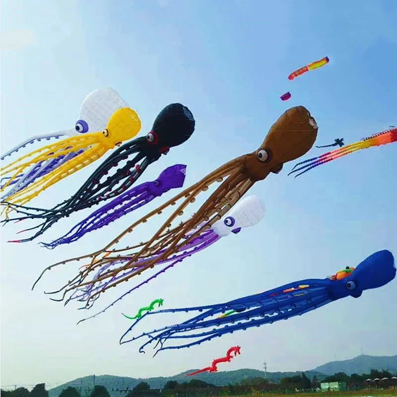 

Free Shipping 20m octopus kites pendant flying kites for adults inflatable toys flying bird professional paragliding toy sports